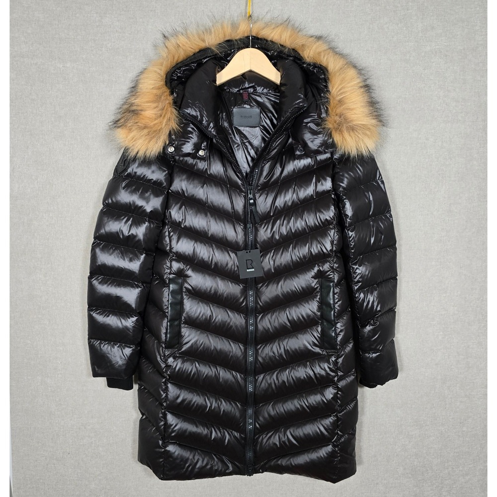 NWT Rudsak Women's Alessia Black Down Fill Hood Long Puffer Parka Winter Coat M